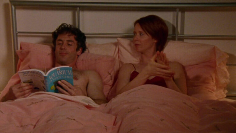 DK Aquarium Owners Guide Book by Gina Sandford Held by David Eigenberg as Steve Brady in Sex and the City S03E06 Are We Sluts 2000 1536x864 1 e1726745113547