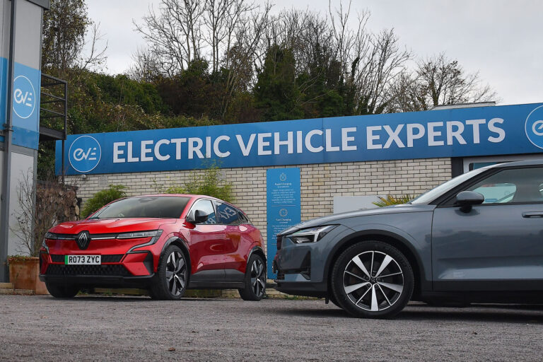 renault megane e tech and polestar 2 at ev dealer