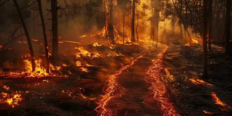 fiery forest blaze stock