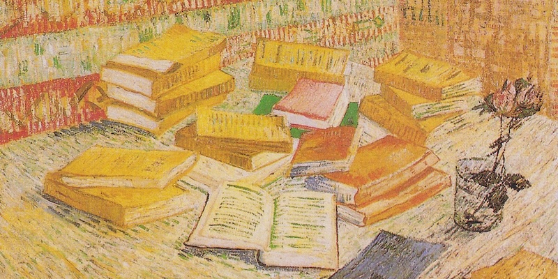 1280px Van Gogh Stillleben mit franzosischen Romanen und Glas mit Rose