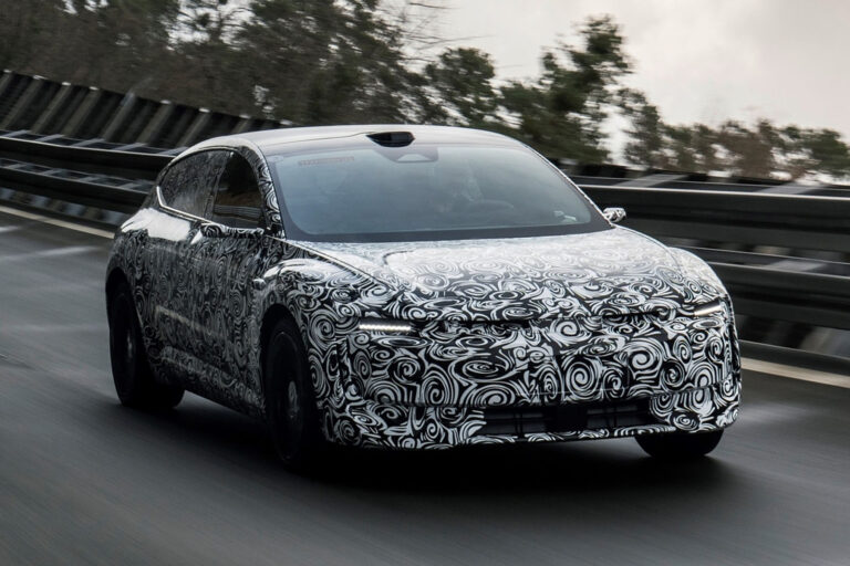audi e5 sportback camo front quarter tracking